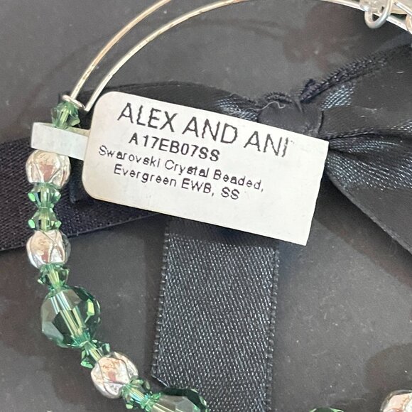 New Alex And Ani Bracelet Evergreen Swarovski Crystals Silver NWT - Picture 4 of 6